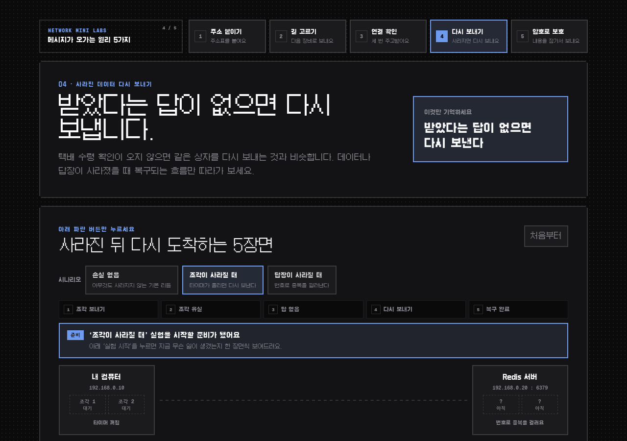 네트워크 미니랩 4/5 · 패킷이 사라지면 어떻게 복구할까?