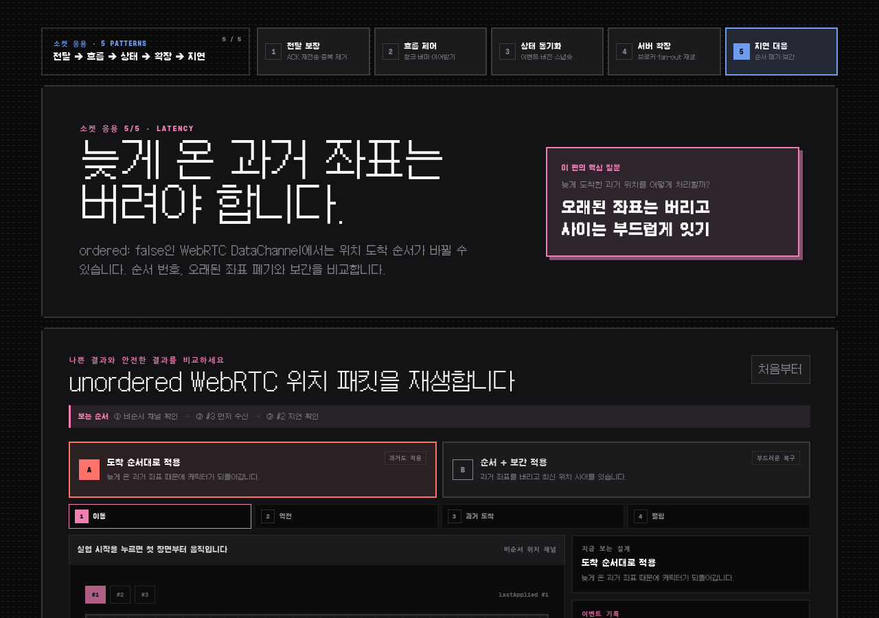 소켓 응용 5/5 · 지연 대응 — 실시간 위치를 부드럽게 맞추기
